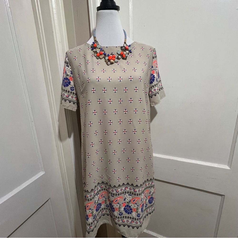 Gibu Shift Dress with Colorful Patterns Womens Medium